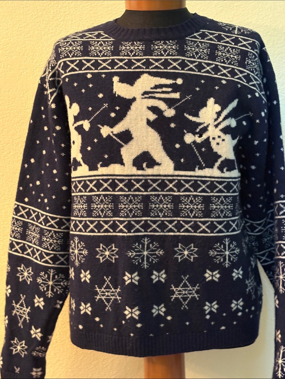 Disney Navy and Cream Ski Crewneck Sweater
